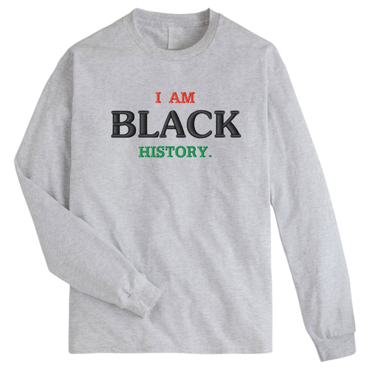 I Am Black History 3D Embroidery Long Sleeve T-Shirt