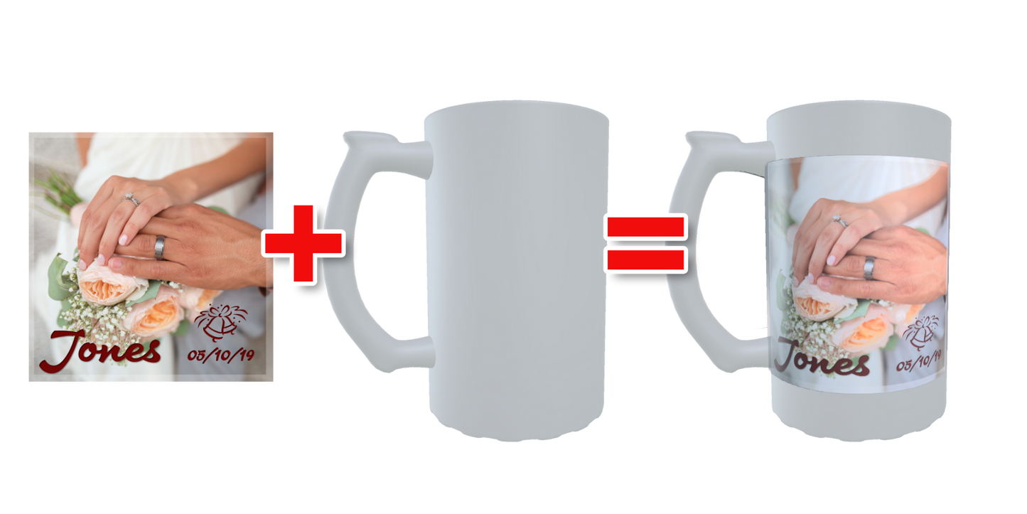 Frosted Glass 16oz Stein w/Photo