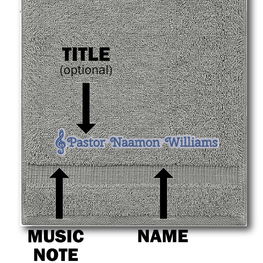 Music Note & Name Embroidered Hand Towel