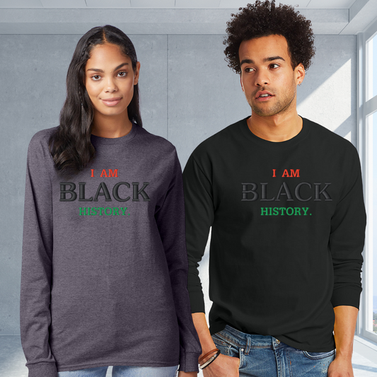 I Am Black History 3D Embroidery Long Sleeve T-Shirt
